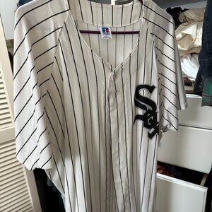 Russell Athletic Chicago White Sox Button Up Pinstripe 90s Jersey Size XL GUC